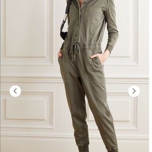 Mixed Media slub cotton-blend twill jumpsuit